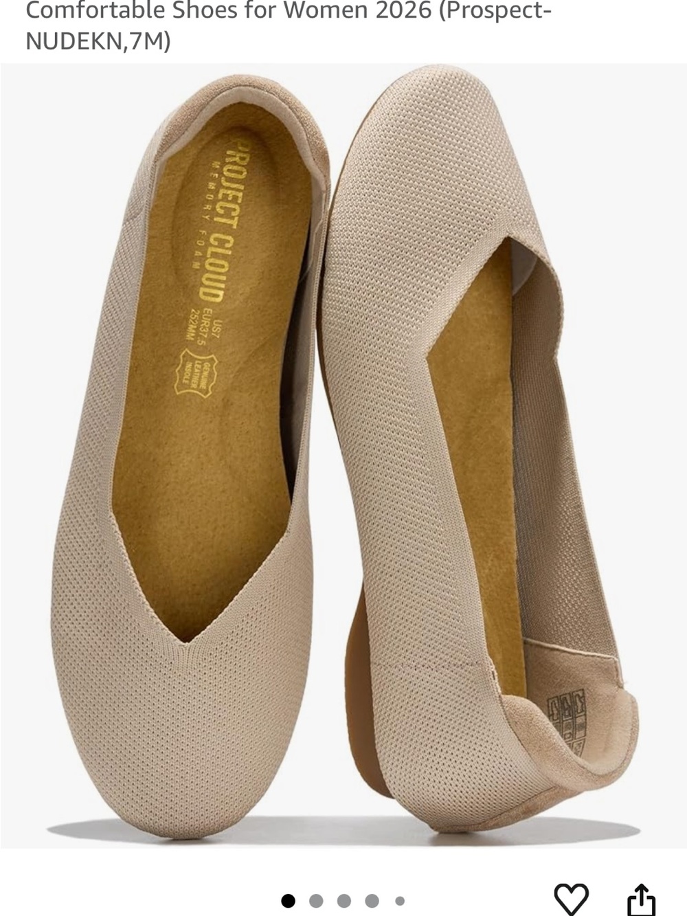 Project Cloud Women's Nude Ballet Flats with Memory Foam Comfort - Picture 7 of 7